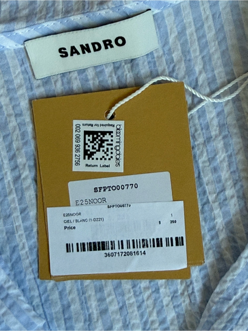 NWT • Sandro • Seer Sucker Top • Sz 1 - Picture 7 of 7